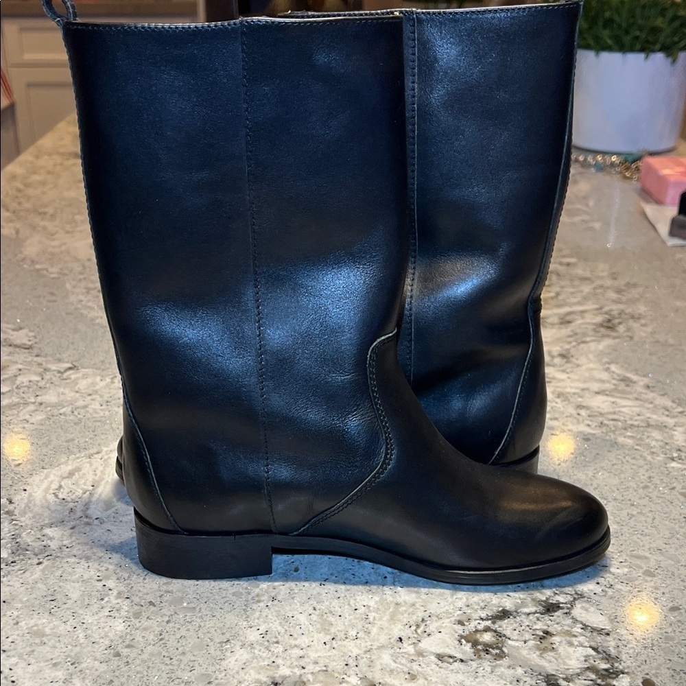 J. Crew Black Leather Billie Short Riding Boots Size 6.5 - Picture 8 of 13